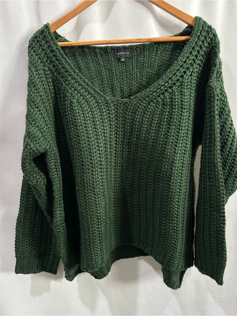MAJORELLE Forest Green Chunky Knit Sweater EUC